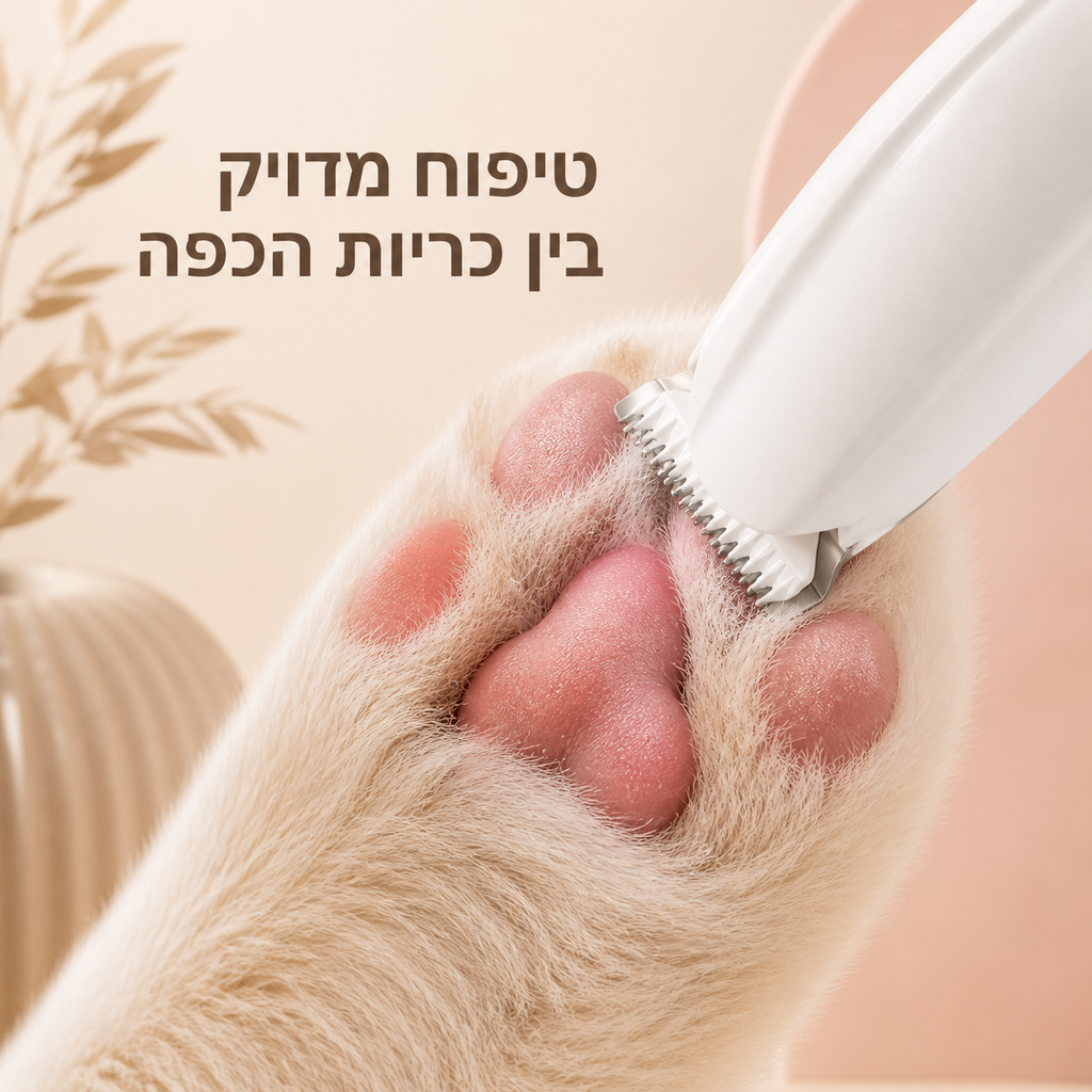 מכונת PawCut לבנה בטיפוח מדויק בין כריות הכפה